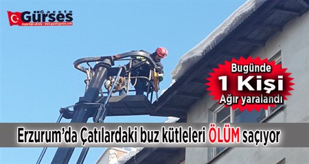 BASINA BUZ KÜTLESI DÜSEN KADIN AGIR YARALANDI